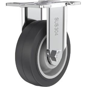 304 Stainless Steel Casters Wheels 5inch TPR Wheel Mute No Rust 1Pcs(5 inch Brake) in Saudi Arabia