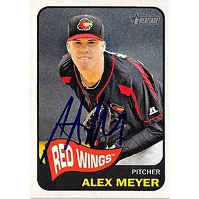 Autograph Warehouse 344389 Alex Meyer Autographed Baseball Card - Rochester Red Wings Twins Angels Pitcher 2014 Topps Heritage Minors No. 130 Rookie in Saudi Arabia