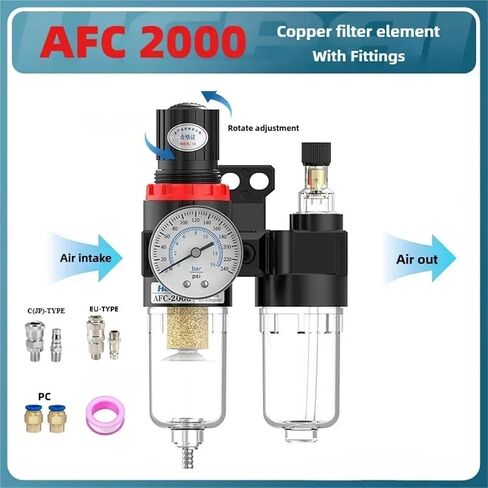 AFC2000 G1/4 Air Compressor Oil and Water Separator Air Filter Is Used To Reduce The Pressure Valve Regulator(AFC2000) in Saudi Arabia