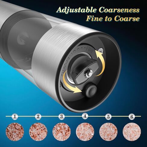 Electric Rechargeable Salt and Pepper Grinder Set - USB-C Charging Base, Large Capacity 100ml, Adjustable Coarseness, Stainless Steel Automatic (2 Pack) in Kuwait