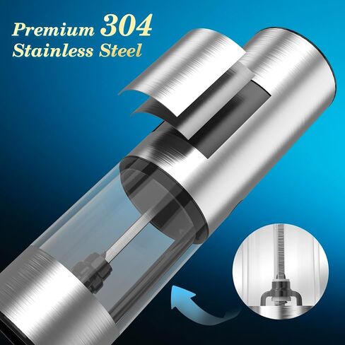 Electric Rechargeable Salt and Pepper Grinder Set - USB-C Charging Base, Large Capacity 100ml, Adjustable Coarseness, Stainless Steel Automatic (2 Pack) in Kuwait