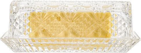 Glass Butter Dish with Lid,Large Deep Covered Butter Dish,Clear Crystal Glass Butter Container with Embossed Pattern for Countertop,Refrigerator,Dishwasher Safe in Saudi Arabia