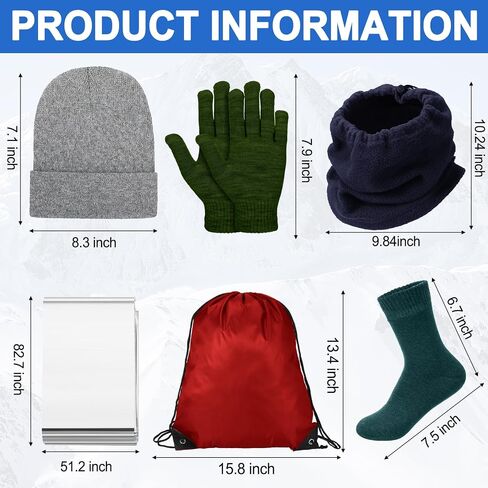 Coume Homeless Care Package Supplies Hygiene Kit Winter Beanie Neck Warmer Gloves Drawstring Bags for Men Women in Saudi Arabia