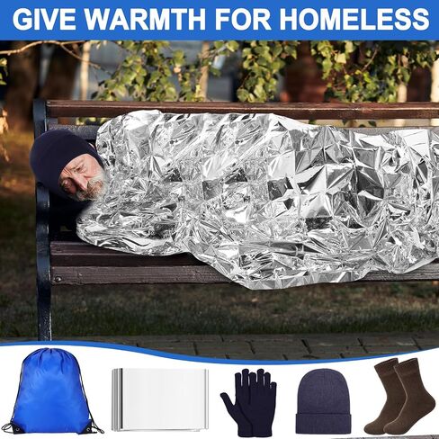 Coume Homeless Care Package Supplies Hygiene Kit Winter Beanie Neck Warmer Gloves Drawstring Bags for Men Women in Saudi Arabia
