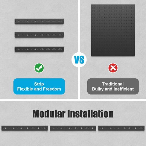 CCCEI 3 Modular Pegboard Strock ، Metal PEG Slat Mount للمرآب ، الطابق السفلي ، الحديقة ، منظمة غرفة الغسيل. منظم الأدوات المرن للركض ، المجارف ، الصياغة. هدايا للرجال ، الأسود. in Kuwait