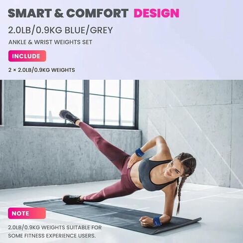 Ankle Weights Set of 2 (0.65Lb/1Lb/2Lbs Each) For Women & Men Kids With Adjustable Strap - Roll Type Wrist Weights for Strength Training, Jogging, Pilates, Yoga, Pilates, Gym, Running, Fitness, Cardio in Saudi Arabia