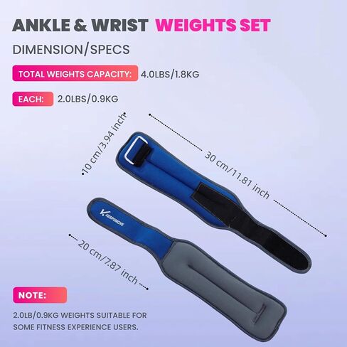 Ankle Weights Set of 2 (0.65Lb/1Lb/2Lbs Each) For Women & Men Kids With Adjustable Strap - Roll Type Wrist Weights for Strength Training, Jogging, Pilates, Yoga, Pilates, Gym, Running, Fitness, Cardio in Saudi Arabia