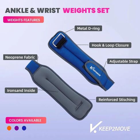 Ankle Weights Set of 2 (0.65Lb/1Lb/2Lbs Each) For Women & Men Kids With Adjustable Strap - Roll Type Wrist Weights for Strength Training, Jogging, Pilates, Yoga, Pilates, Gym, Running, Fitness, Cardio in Saudi Arabia