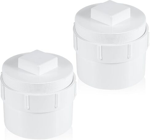 2pcs 6" PVC Sewer Cleanout Cap with Plug Cover Fitting, Threaded DWV Flush Sewer Cleanout Adapter for Drainage Pipe Systems Outdoor Garden in Saudi Arabia
