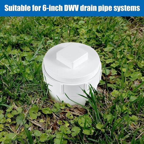 2pcs 6" PVC Sewer Cleanout Cap with Plug Cover Fitting, Threaded DWV Flush Sewer Cleanout Adapter for Drainage Pipe Systems Outdoor Garden in Saudi Arabia