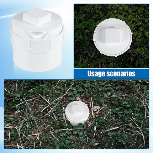2pcs 6" PVC Sewer Cleanout Cap with Plug Cover Fitting, Threaded DWV Flush Sewer Cleanout Adapter for Drainage Pipe Systems Outdoor Garden in Saudi Arabia