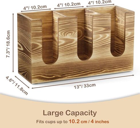 Wood Coffee Cup and Lid Holder Organizer, Disposable Cup Dispenser for Countertop, Coffee Bar Accessories and Organzier, Wooden Cups Dispensr for Kitchen Breakroom Countertops in Saudi Arabia
