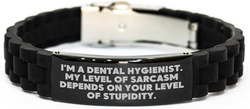 Dental Hygienist Gifts from Friends, Coworkers, or Family - I'm a Dental Hygienist. My Level Of Sarcasm Depends On Your Level Of Stupidity. Glide lock Clasp Bracelet for Christmas in Saudi Arabia
