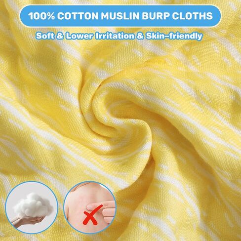 Viviland Baby Muslin Burp Cloths, 10 x 20 inches 6-Layer Baby Bath Towels, 100% Cotton Super Absorbent Washcloths for Baby Girl and Boy, Pink Heart & Star Pattern 4 Pack in Kuwait