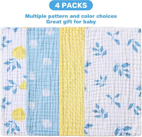 Viviland Baby Muslin Burp Cloths, 10 x 20 inches 6-Layer Baby Bath Towels, 100% Cotton Super Absorbent Washcloths for Baby Girl and Boy, Pink Heart & Star Pattern 4 Pack in Kuwait