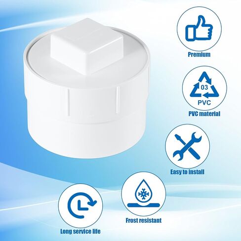 2pcs 4 "محول تنظيف الصرف الصحي PVC مع قابس ، غطاء تنظيف المجاري DWV ملولبة DWV لنظام أنبوب تصريف DWV 4" in Saudi Arabia