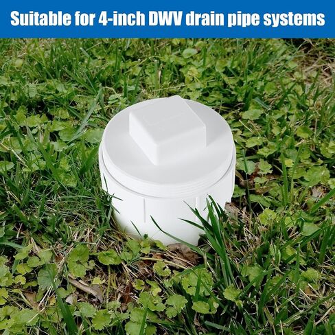 2pcs 4 "محول تنظيف الصرف الصحي PVC مع قابس ، غطاء تنظيف المجاري DWV ملولبة DWV لنظام أنبوب تصريف DWV 4" in Saudi Arabia