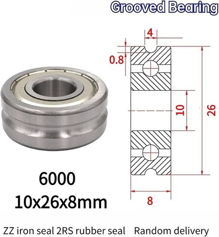 10PCS Straightening Mixed Wheel Over Line with Groove Bearing 6000 10X26X8mm Pulley U Groove Type(U6000-4-0.8) in Saudi Arabia