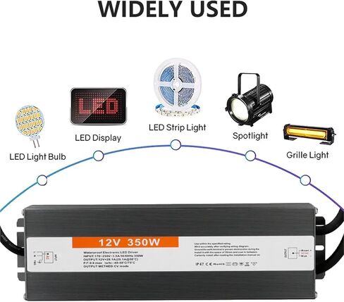 محول الإضاءة 170-250V AC إلى DC 12V 350W 29.1A محول برنامج التشغيل LED ALUMINUM IP67 IP67 STANTRAING STANTRING in Kuwait