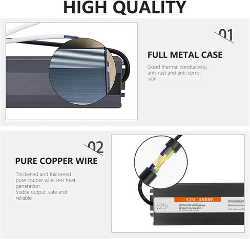 محول الإضاءة 170-250V AC إلى DC 12V 350W 29.1A محول برنامج التشغيل LED ALUMINUM IP67 IP67 STANTRAING STANTRING in Kuwait