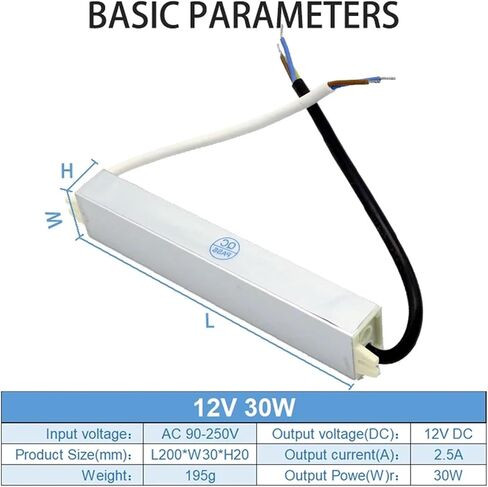 محول الإضاءة 90-250V AC إلى DC 12V 30W 2.5A محول السائق LED ALUMINIM IP67 IP67 STANTRAING ROFF in Saudi Arabia