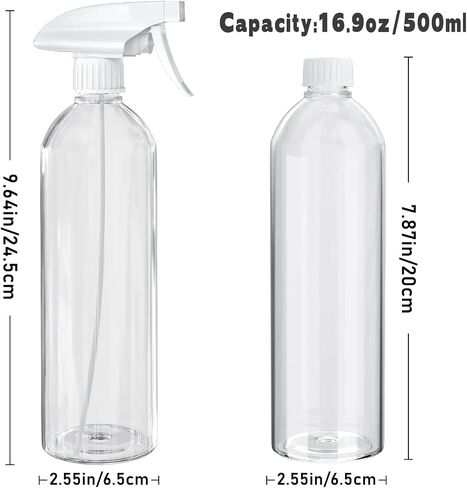 3 Pack Plastic Spray Bottles, 16.9oz/500ml Water Spray Bottle, Empty Spray Bottles, for Cleaning Solutions, Plants, Pet, Essential Oils, Hair (Brown) in Kuwait