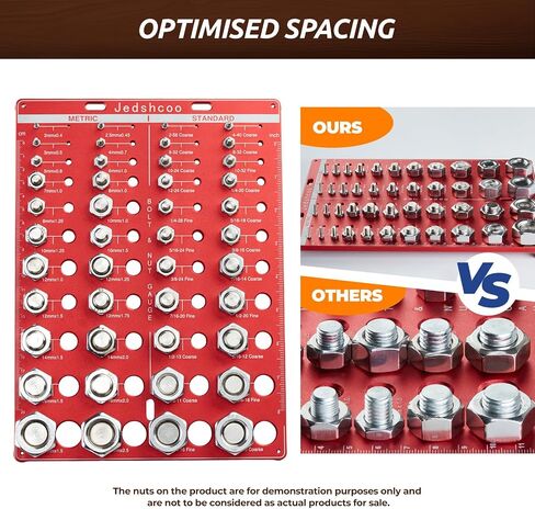 Thread Checker with Optimised Spacing, 44 Nut and Bolt Thread Checker, Bolt Size Finder with 22 Standard & 22 Metric Sizes, Thread Gauge SAE and Metric in Saudi Arabia