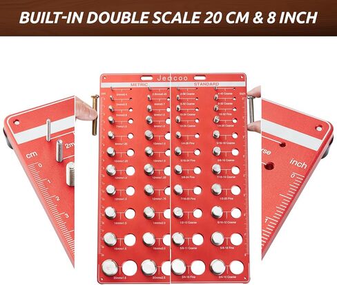 Thread Checker with Optimised Spacing, 44 Nut and Bolt Thread Checker, Bolt Size Finder with 22 Standard & 22 Metric Sizes, Thread Gauge SAE and Metric in Saudi Arabia