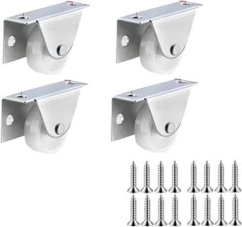 4Pcs 1.25/1.5 Inch Slim Side Mounting Skirting Drawers Fixed Wheels Hidden Pulleys Rollers(1.5 Inch White) in Saudi Arabia