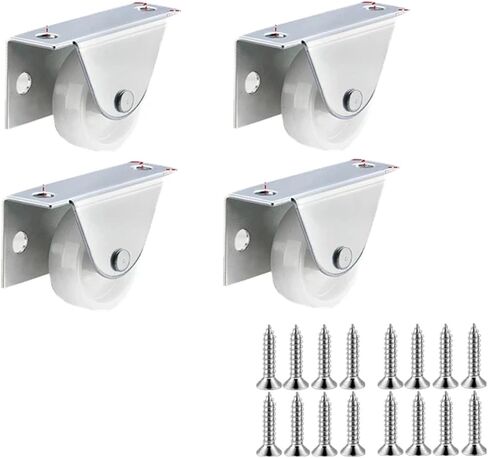 4Pcs 1.25/1.5 Inch Slim Side Mounting Skirting Drawers Fixed Wheels Hidden Pulleys Rollers(1.5 Inch White) in Saudi Arabia