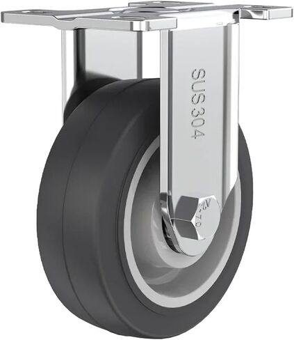 304 Stainless Steel Casters Wheels 5inch TPR Wheel Mute No Rust 1Pcs(5 inch Brake) in Saudi Arabia