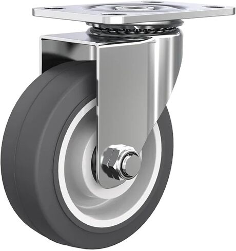 304 Stainless Steel Casters Wheels 5inch TPR Wheel Mute No Rust 1Pcs(5 inch Brake) in Saudi Arabia