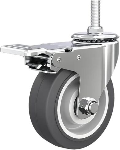304 Stainless Steel Casters Wheels 5inch TPR Wheel Mute No Rust 1Pcs(5 inch Brake) in Saudi Arabia