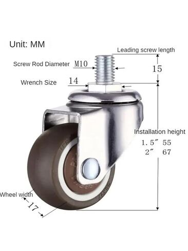 4pcs 1.5 بوصة إدراج قضيب circlip/المسمار M10/11 عجلات المكبس TPR مطاطية صامتة Universal كرسي رئيس رئيس الحمل 66 كجم (برغي) in Saudi Arabia