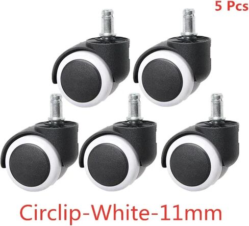 5Pcs 10mm/11mm 2 Inch Circlip/Screw PU Office Chair Caster Large Class Universal Wheel Silent Mute(Circlip-Gray-11mm) in Saudi Arabia