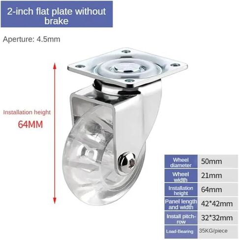4Pcs 3 Inch Transparent Wheel Furniture Display Cabinet Mute Rubber Universal Pulley Steering Caster(B) in Saudi Arabia