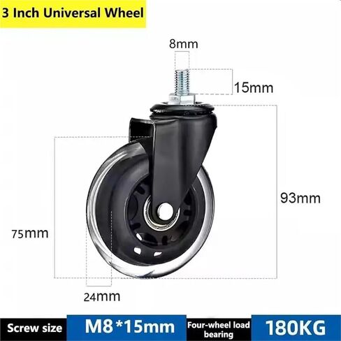 5Pcs 3 Inch M6/M8/M10 PU Screw Roller Ice Wheel Electrophoresis Entertainment Equipment Scooter(M10-Universal) in Saudi Arabia