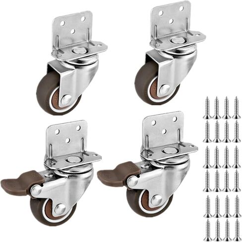4Pcs 1/1.25/1.5/2 Inch L-Style Caster Side 90-Degree Right-Angle Splint Flower Frame Mute(4 Pcs Brake,2 Inch) in Saudi Arabia