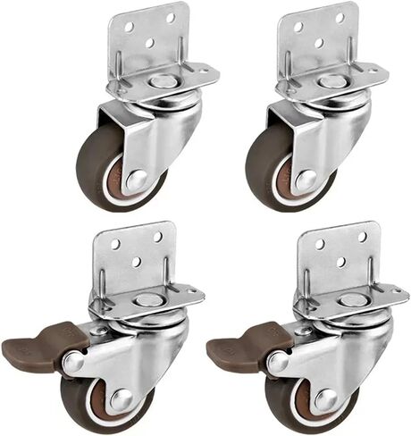 4Pcs 1/1.25/1.5/2 Inch L-Style Caster Side 90-Degree Right-Angle Splint Flower Frame Mute(4 Pcs Brake,2 Inch) in Saudi Arabia