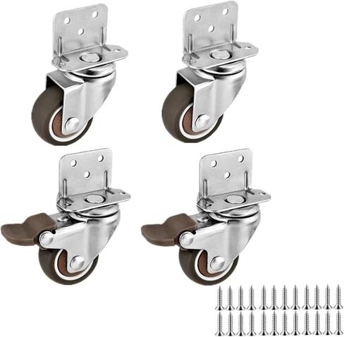 4Pcs 1/1.25/1.5/2 Inch L-Style Caster Side 90-Degree Right-Angle Splint Flower Frame Mute(4 Pcs Brake,2 Inch) in Saudi Arabia