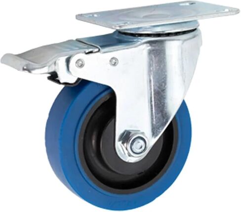 4inch 100mm of Set Middle Duty Blue Rubber Tread Plastic Core Industrial Wheel Swivel Caster with Brake Wheel Casters 4Pcs(Screw 2swivel2brake) in Saudi Arabia
