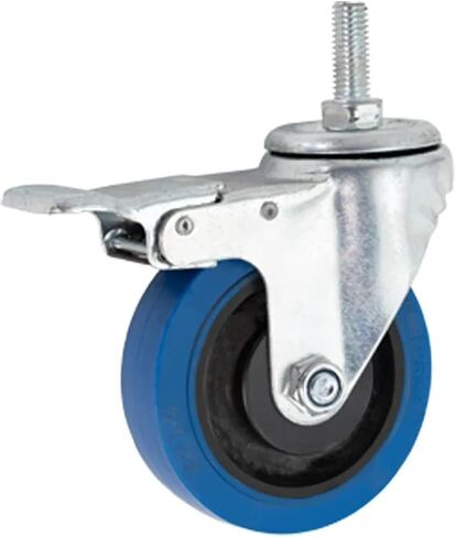 4inch 100mm of Set Middle Duty Blue Rubber Tread Plastic Core Industrial Wheel Swivel Caster with Brake Wheel Casters 4Pcs(Screw 2swivel2brake) in Saudi Arabia