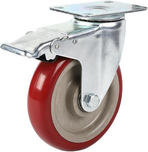 4 Inch Medium Duty Wheels Industrial Rigid Double Ball Bearing Trolley Swivel(Plate Brake) in Saudi Arabia