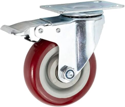 4 Inch Medium Duty Wheels Industrial Rigid Double Ball Bearing Trolley Swivel(Plate Brake) in Saudi Arabia