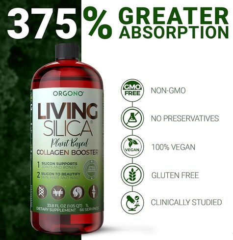 Living Silica Plant Based Collagen Booster | Vegan | Supports Healthy Collagen and Elastin Production for Joint & Bone Support, Glowing Skin, Strong Hair & Nails 500 ml | 16.9 Fl Oz in Saudi Arabia