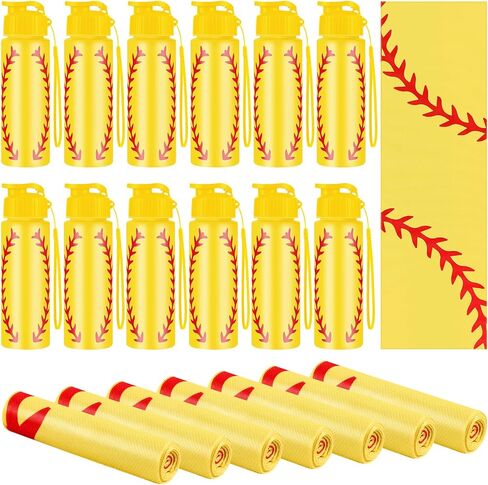 24pcs Sport Party Favors 12 pcs قابلة لإعادة الاستخدام كرة القدم زجاجة المياه بالجملة 20 أوقية 12 PCS مناشف تبريد ناعمة الملحقات الرياضية لصالح الحفلات لاعبي اللاعبين الهدايا (كرة القدم) in Saudi Arabia