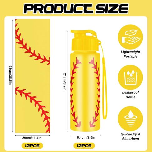 24pcs Sport Party Favors 12 pcs قابلة لإعادة الاستخدام كرة القدم زجاجة المياه بالجملة 20 أوقية 12 PCS مناشف تبريد ناعمة الملحقات الرياضية لصالح الحفلات لاعبي اللاعبين الهدايا (كرة القدم) in Saudi Arabia