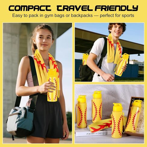 24pcs Sport Party Favors 12 pcs قابلة لإعادة الاستخدام كرة القدم زجاجة المياه بالجملة 20 أوقية 12 PCS مناشف تبريد ناعمة الملحقات الرياضية لصالح الحفلات لاعبي اللاعبين الهدايا (كرة القدم) in Saudi Arabia