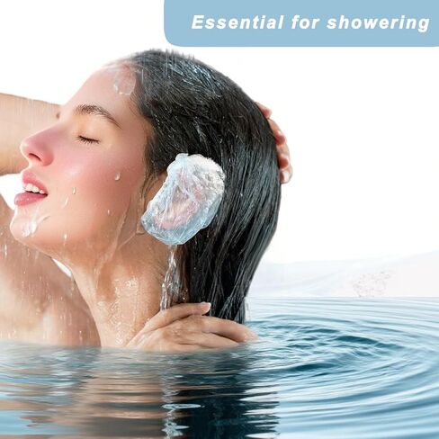 400 حزمة أغطية أذن مقاومة للماء للاستحمام والسباحة وصبغة الشعر - أغطية أذن بلاستيكية صافية مرنة للصالون والسفر والبالغين والاستخدام اليومي in Kuwait