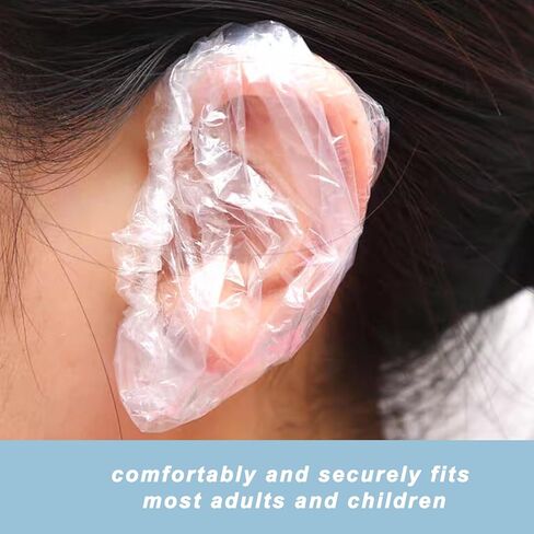 400 حزمة أغطية أذن مقاومة للماء للاستحمام والسباحة وصبغة الشعر - أغطية أذن بلاستيكية صافية مرنة للصالون والسفر والبالغين والاستخدام اليومي in Kuwait